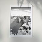 Poster d'un dessin de LA Croix Du Nivolet en Noir et Blanc