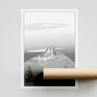 Poster d'un dessin en noir et blanc du Mont Granier