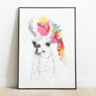 Illustration au crayon d'un lama avec un chapeau coloré