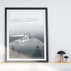 Mockup d'un tableau de la montagne du Granier en Chartreuse