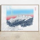 Tableau du sommet du Grand Veymont, sur fond dégradé coloré