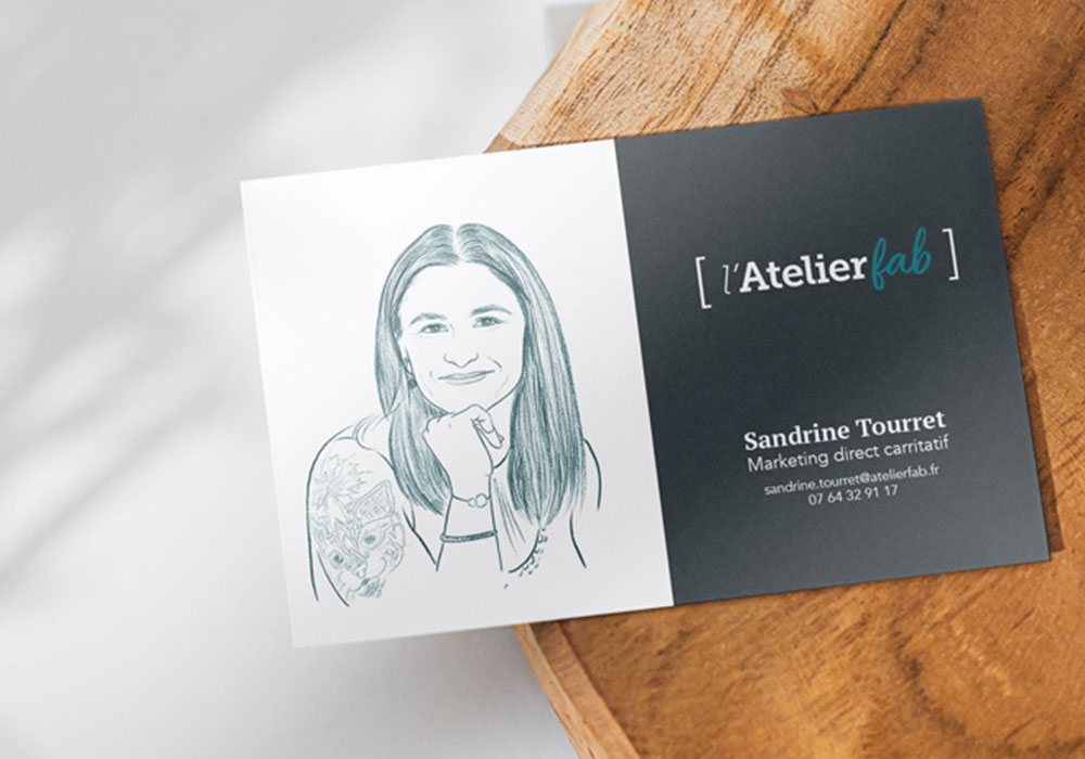 Mock up de carte de visite avec portrait d'équipe - image de projet